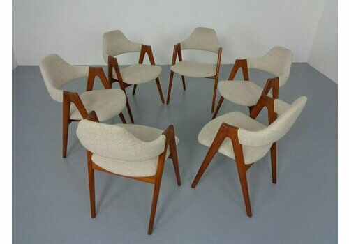 Compass Chairs In Teak By Kai Kristiansen For Sva Mobler, 1960s, Set Of 6
