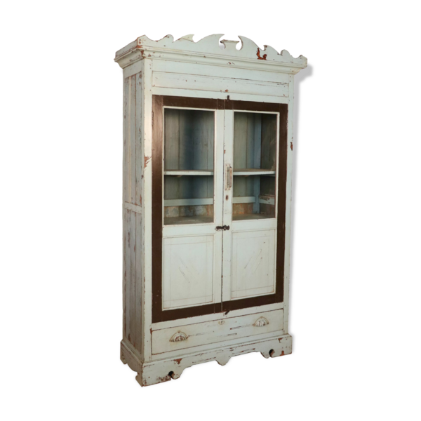 Art Deco Glass In Burmese Teak With Original Turquoise Patina