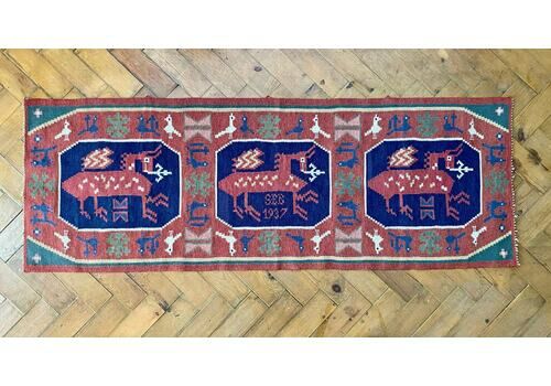 Vintage Swedish Flamskvavnad From Skåne, In Wool Tapestry Dated 1937