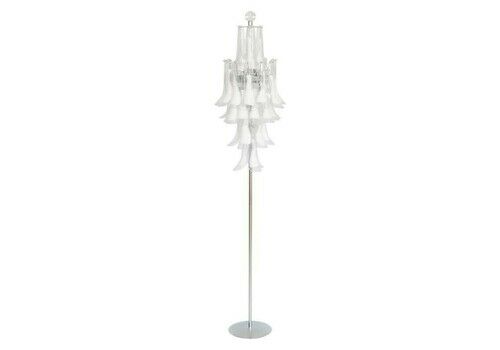 Italian Floor Lamp With Clear Elements In White Murano Glass 1970s