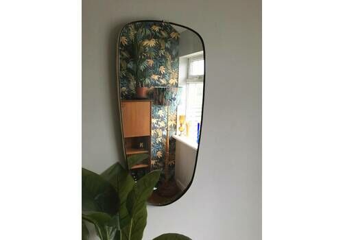 Mid Century Wall Mirror With Gold Coloured Frame