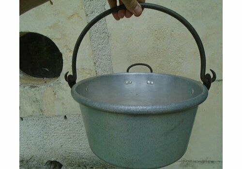 Vintage French Aluminum Jam Preserving Pan, Metal Confiture Pan, Rustic Farmhouse Pan, 1950s Jam Pan
