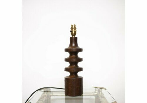 Mid Century Turned Teak Desk Lamp, 1960s