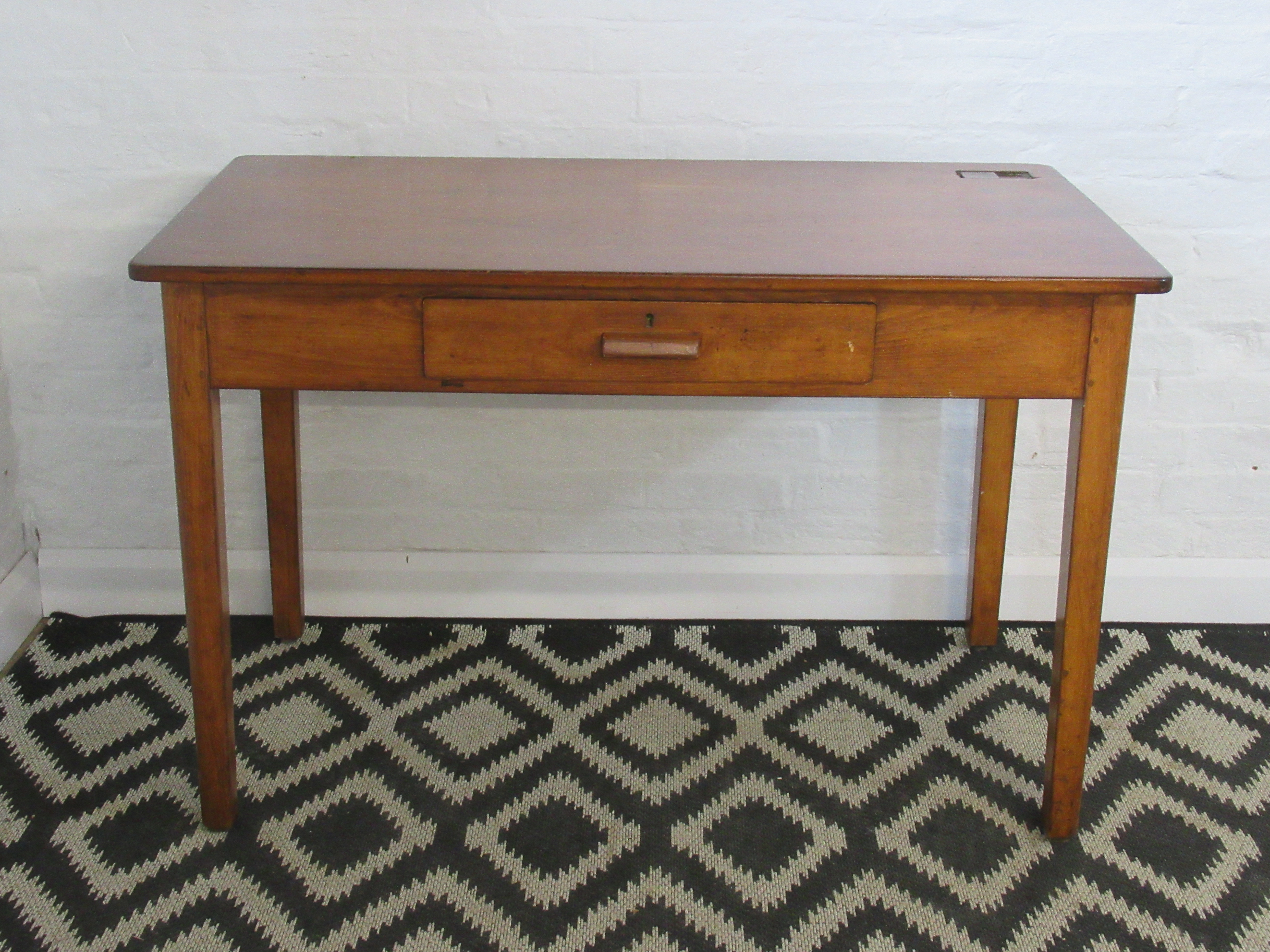 Vintage Mid Twentieth Century Oak School Or Teacher S Desk With Single Drawer