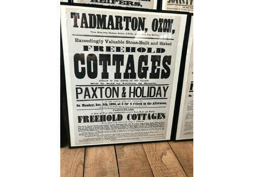 Framed Victorian Bill Poster For Cottages In Tadmarton