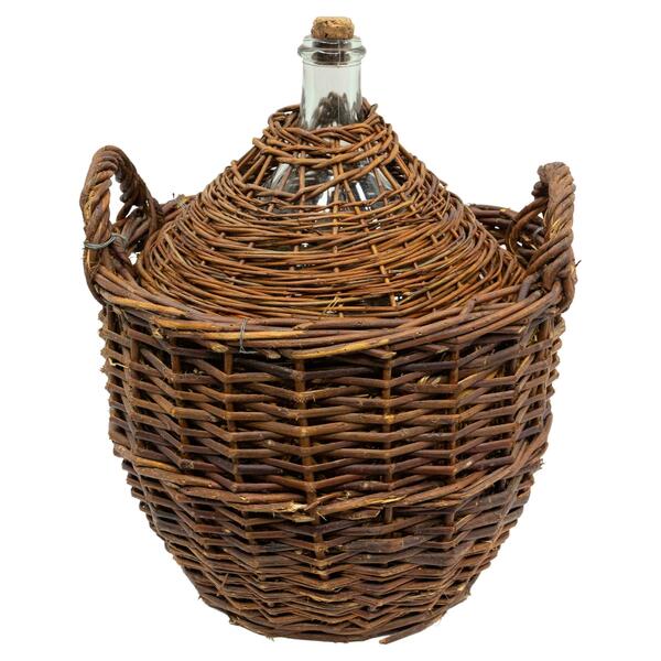 Antique Whiteglass Bottle Demijohns Or Carboy In Authentic Wicker