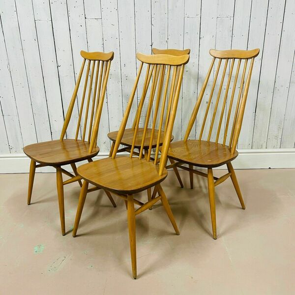 Vtg 4 X Goldsmith Ercol Dining Chairs Mid Century Danish Plan Ercol