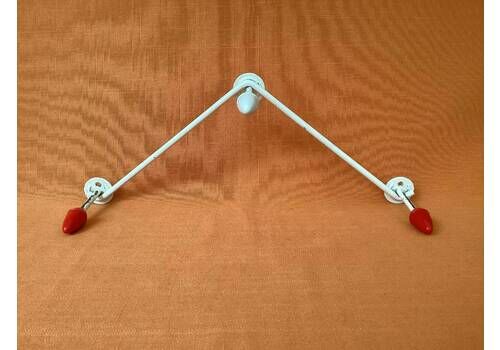1950s/60s Atomic Coat Rack With Red And White Hooks, Mid Century Coat Hooks, White Coated Metal Coat Hooks, Sputnik Coat Hanger, Mid Century