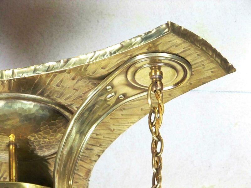 Art Nouveau Chandelier, Ceiling Lamp, With Iridescent Glass, Loetz photo furniture