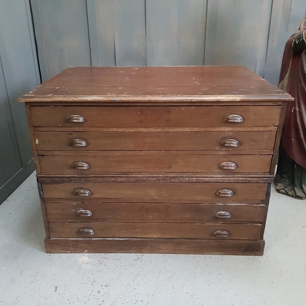 Original Vintage Teak Six Drawer Plan Chest Vestment Chest Vinterior