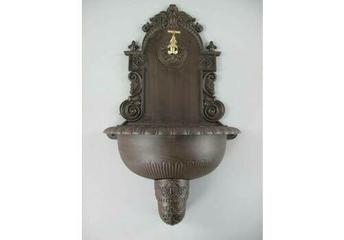 Antique Style Wall Fountain Cast Aluminum Sink Brown Height 76cm