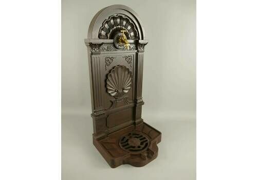 Antique Style Wall Fountain Cast Aluminum Sink Brown Height 83cm