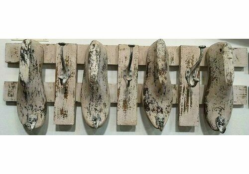 Vintage Cobblers Shoe Racks Upcycled Coat Hooks Wall Mounted White