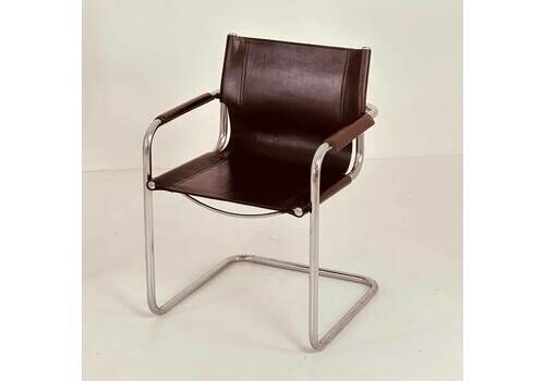 1 Of 4 Matteo Grassi Visitor Chair In Brown Leather 1970s