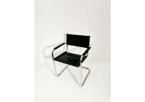 Mid Century Iconic Mart Stam S34 Armchair / Bauhaus Chrome Tube Steel And Leather / 80s Vintage Cantilever Chair S43
