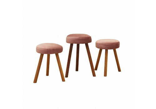 Set Of Three Pink Footstools, Danish Design, 1960s, Production: Denmark