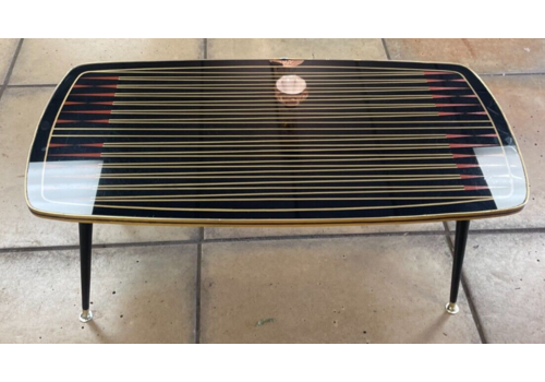 1950's Mid Century Geometric Starburst Pattern Rectangular Coffee Table