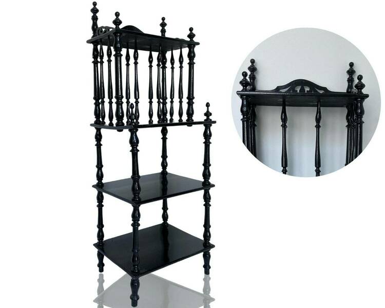 Antique Black Etagere 19th C Victorian Shelf Unit Antique Wood