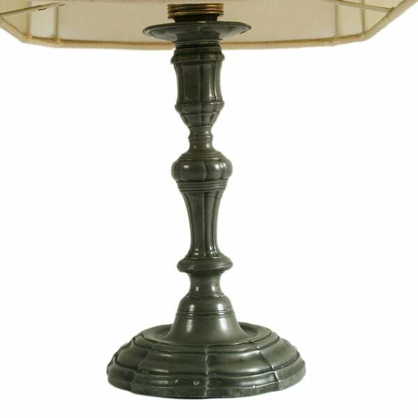 Antique 1930s Table Lamp In Patinated Pewter, Baroque Style photo furniture