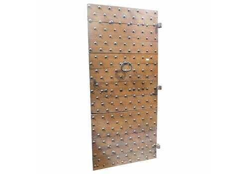 Old Rustic Entrance Door In Walnut With Nails, From Northern Italy