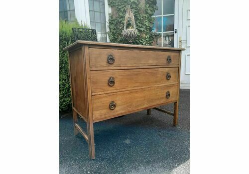 Vintage Solid Light Oan Chest Of 3 Long Drawers