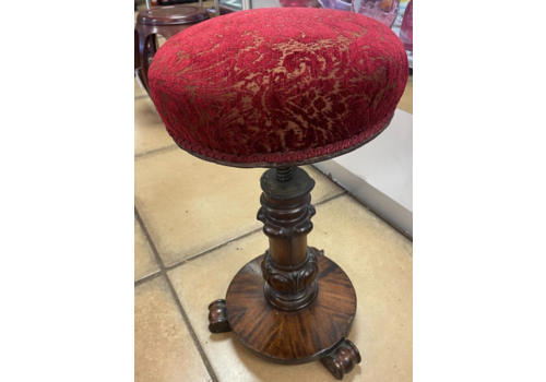 Antique Mahogany Twist Adjustable Piano Stool