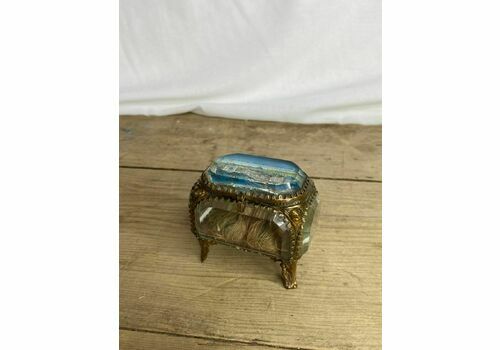 1908 Franco British Exhibition Jewel Casket Souvenir ~ French Bevelled Glass Box