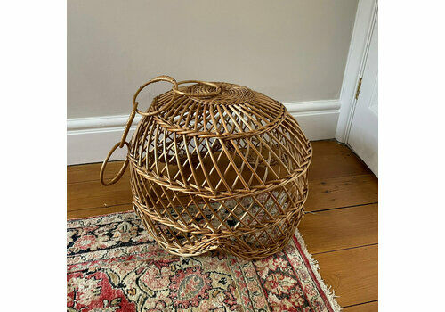 Antique Large Lampshade From Medina Saudi Handmade Lamp Shade Structured Vintage Wicker Woven Large Light Hanging Dome Boho Tiki Rattan