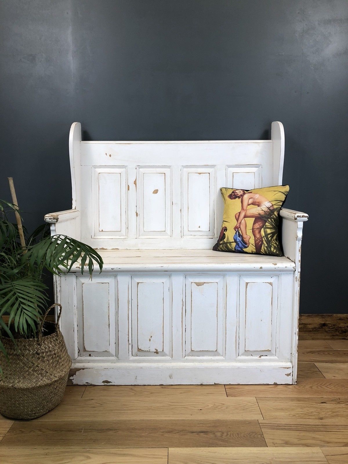 Shabby Chic Pine Hallway Seating Pew Bench Farmhouse Rustic Large Chair Vintage Vinterior