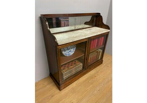 Regency Rosewood Brass Inlaid Marble Topped Bookcase Circa 1820