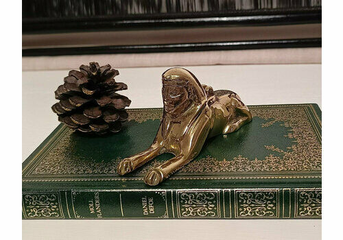 Antique Brass Sphinx Inkwell, Egyptian Brass Sphinx Ornament. Home Decor.