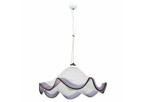 Mid Century Modern Italian Murano Silver Leaf Glass Pendant Lamp, 1970s
