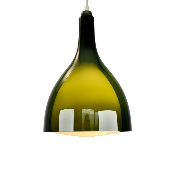 Mid Century Danish Double Glass Pendant Light Green Vintage Jo