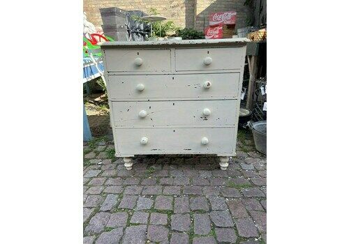 Victorian White Painted Pine Chest Of 2 Over 3 Drawers