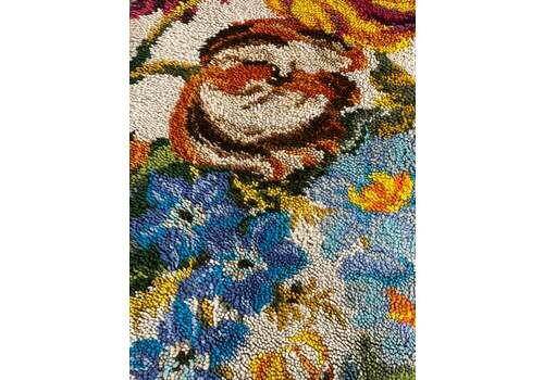 Large Wool 1970s Floral Rug, Vintage
