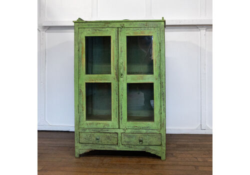 Green Glazed 2 Door Indian Cabinet