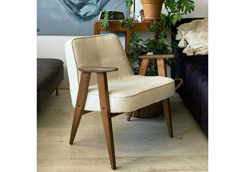 Original Polish Mid Century 366 Chair Designed In 1962 By J. Chierowski. Boucle Fabric.