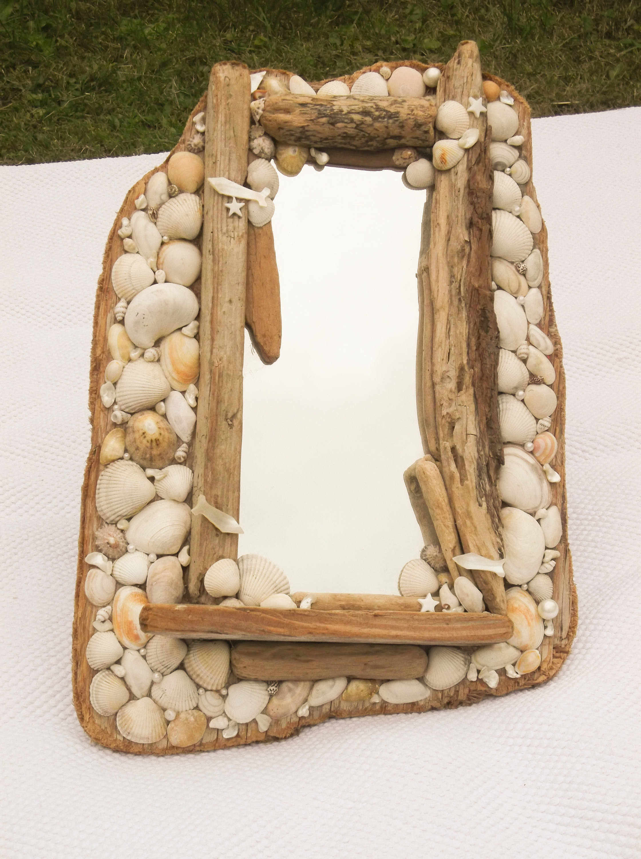 Drift Wood And Seashell Mirror Driftwood Beach Decor Drift Wood And Seashell Mirror