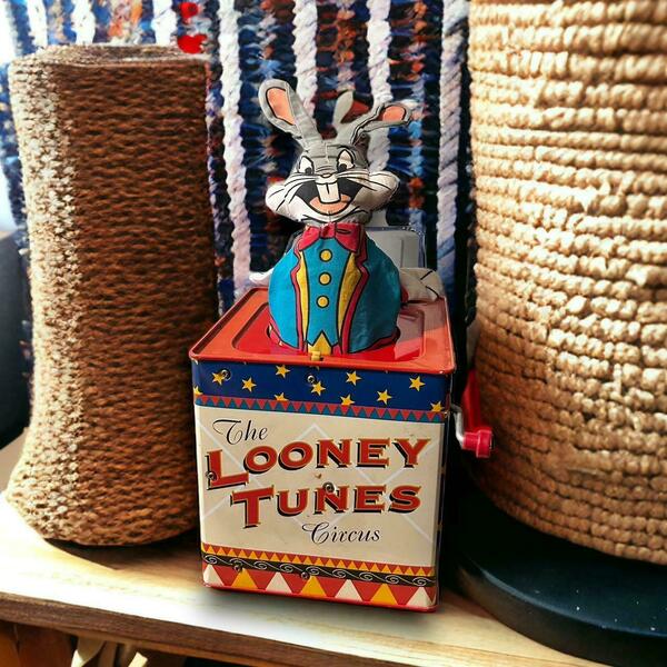 Vintage 1994 Looney Tunes Bugs Bunny Jack In The Box Tin Toy Vinterior