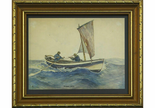 Watercolour And Pencil By C E Tyrrell. Titled, "Nearly Calm"