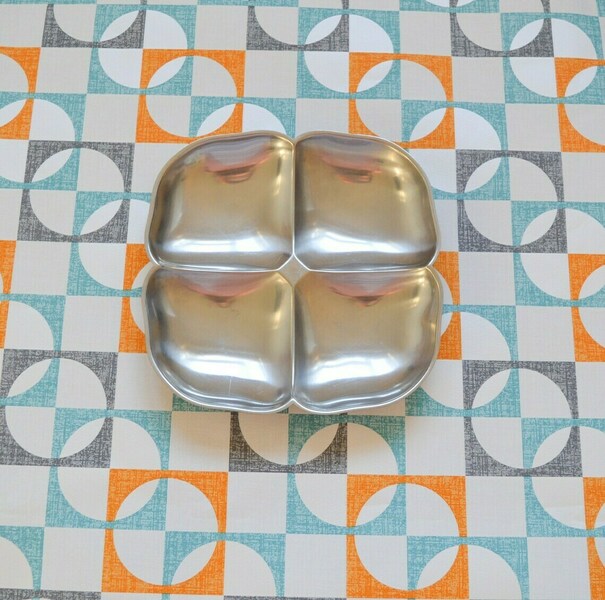 Vintage Stainless Steel 4 Sections Nibbles Tray 1960/70s Retro Wavy Crisps Sweets Nuts Snack