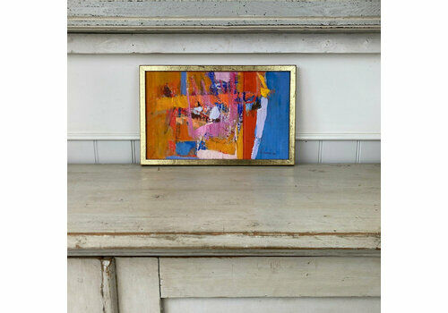 Colour Abstract A Small Vintage Swedish Abstact Painting In A Vibrant Colour Palette