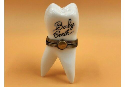 Limoges France Porcelain Baby Teeth, Tooth Shaped Trinket Box / Jewelry Box.