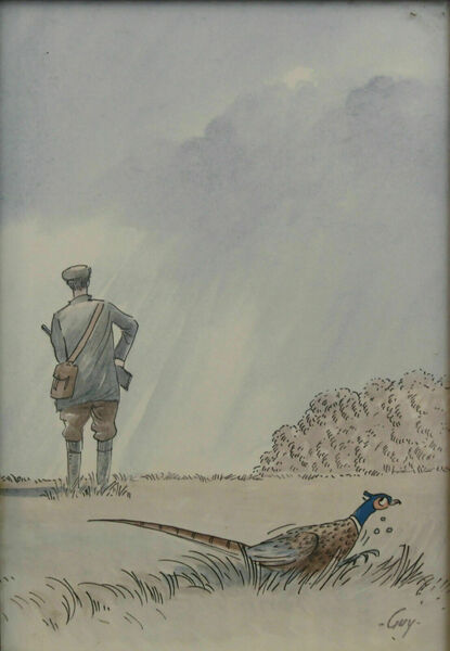 Print By Guy Todd. Pheasant Evading Hunter. photo furniture