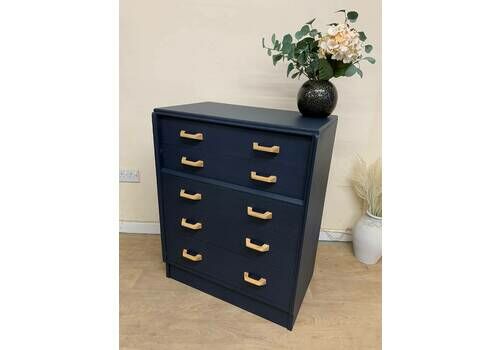 Retro G Plan Chest Of Drawers In Midnight Blue Fusion Paint   Vintage Storage Furniture
