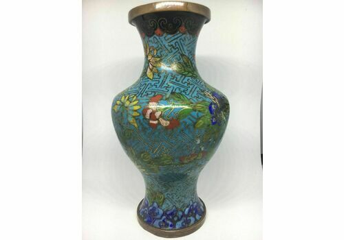 Antique Chinese Copper/Bronze Cloisonne Vase Circa 1900, Late Qing Dynasty Or