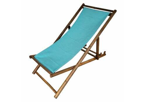 Transat Folding Deck Chair Patio Lounger, Chaise Longue, Bambo Wood And Fabric