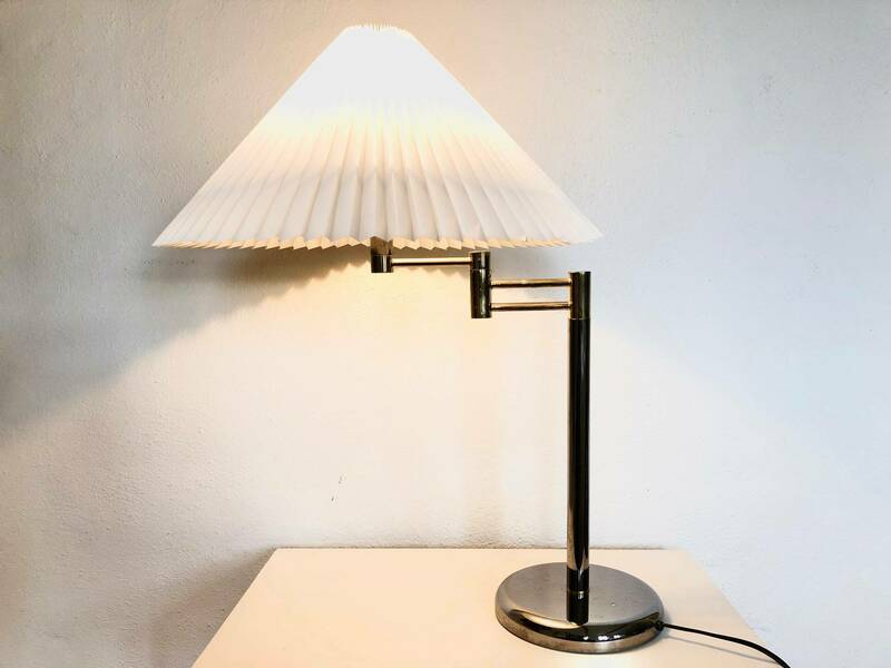 Belgian Vintage Postmodern Swing Arm Table Lamp In Metal With Chrome And Gold Details   Design From Massive photo for sale