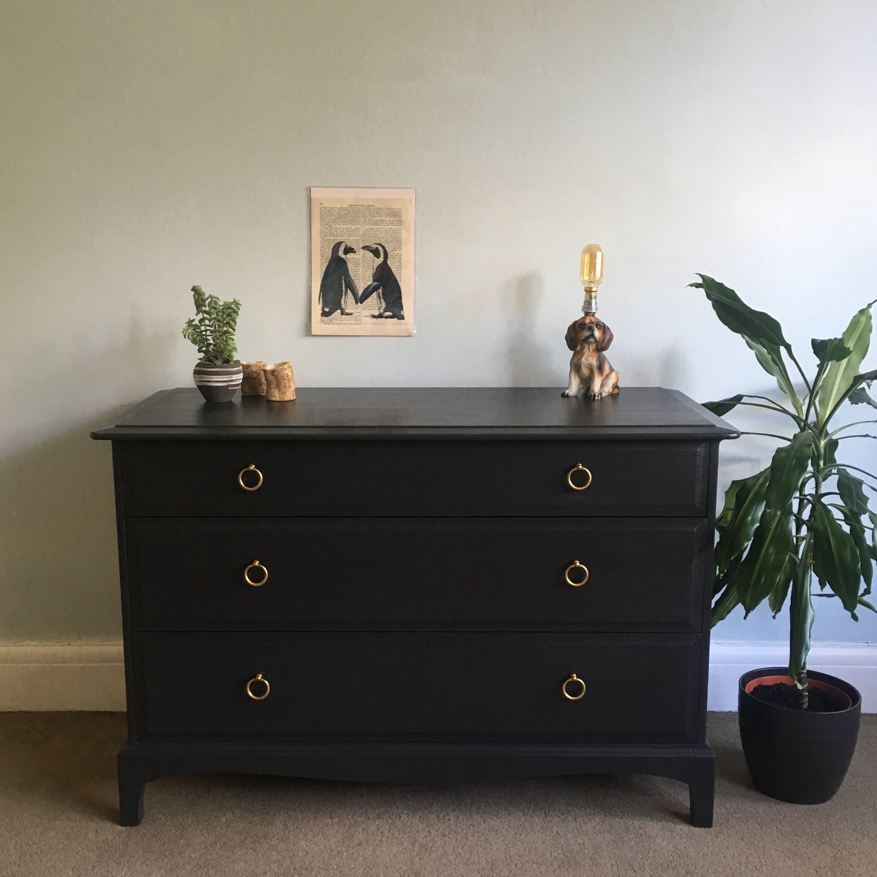 Upcycled Vintage Stag Chest Of Drawers Hand Painted In Graphite