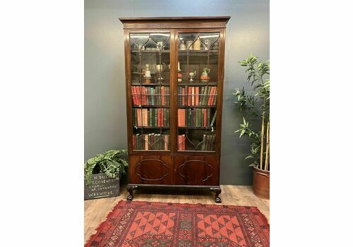 Antique Edwardian Ball And Claw Footed Astral Glazed Bookcase